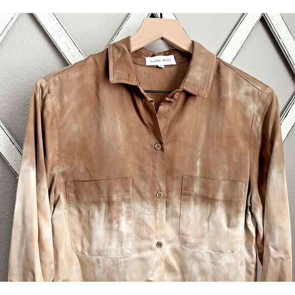 Bella Dahl Women’s M Button Down Flax Henna Ombre Dye Tencel Lyocell - Picture 2 of 7